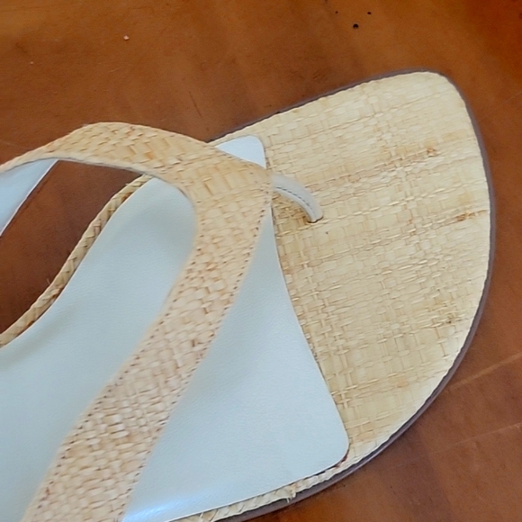 SAM&LIBBY RAFFIA STRAW/LEATHER SOLE VINTAGE SANDALS 9M - Picture 2 of 8